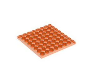 LEGO Transparentes Neonrot-Orange Platte 8 x 8 (41539 / 42534)
