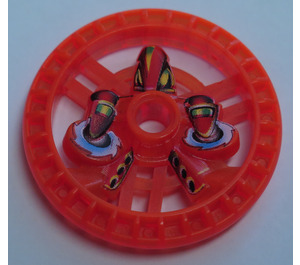 LEGO Gennemsigtig neon rødlig orange Technic Disk 5 x 5 med Krabbe med To Saws (32350)