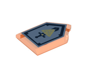 LEGO Transparent Neon Reddish Orange Tile 2 x 3 Pentagonal with Backfire Power Shield (22385 / 26001)