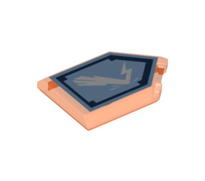 LEGO Transparentes Neonrot-Orange Fliese 2 x 3 Pentagonal mit Backlash Lightning Power Schild (22385 / 24419)