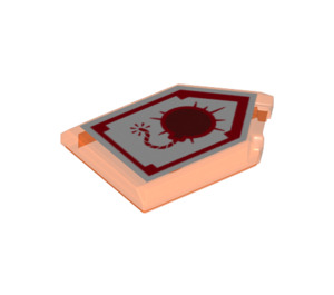 LEGO Transparentes Neonrot-Orange Fliese 2 x 3 Pentagonal mit Bomb Blast Power Schild (22385 / 24277)