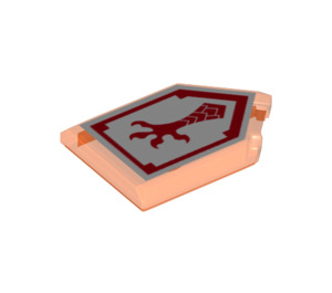 LEGO Transparentes Neonrot-Orange Fliese 2 x 3 Pentagonal mit Clapper Klaue Power Schild (22385 / 24390)