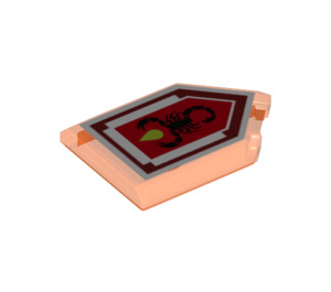 LEGO Transparent Neon Reddish Orange Tile 2 x 3 Pentagonal with Toxic Sting Power Shield (22385 / 25818)