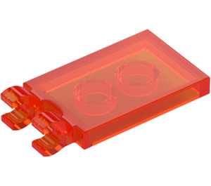 LEGO Transparent Neon Reddish Orange Tile 2 x 3 with Horizontal Clips (Thick Open 'O' Clips) (30350 / 65886)