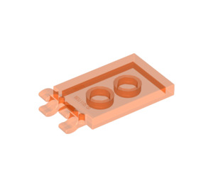 LEGO Transparent Neon Reddish Orange Tile 2 x 3 with Horizontal Clips (Thick Open 'O' Clips) (30350 / 65886)