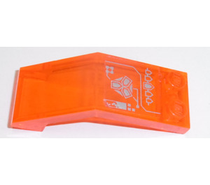 LEGO Transparent Neon Reddish Orange Windscreen 2 x 5 x 1.3 with Silver Circuitry Sticker (6070)