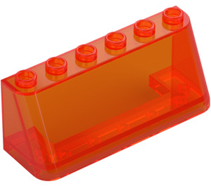 LEGO Transparent Neon Reddish Orange Windscreen 2 x 6 x 2 (4176 / 35336)