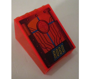 LEGO Transparent Neon Reddish Orange Windscreen 3 x 4 x 4 Inverted with ROBO and Target Screen Sticker with Square Top Edges  (4872)