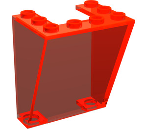 LEGO Transparentes neonrötliches Orange Windschutzscheibe 3 x 4 x 4 Invers mit quadratischen Oberkanten  (4872)