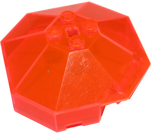 LEGO Transparent Neon Reddish Orange Windscreen 6 x 6 Octagonal Canopy with Axle Hole (2418)