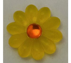 LEGO Transparent Neon Yellow Clikits Flower with 10 Petals with Transparent Neon Orange Center