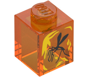 LEGO Naranja transparente Ladrillo 1 x 1 con Mosquito en Amber Decoración (3005 / 68818)