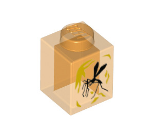 LEGO Transparant oranje Steen 1 x 1 met Mosquito in Amber Decoratie (3005 / 68818)
