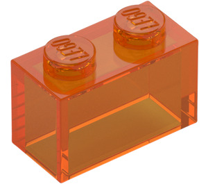 LEGO Transparent Orange Brick 1 x 2 without Bottom Tube (3065 / 35743)