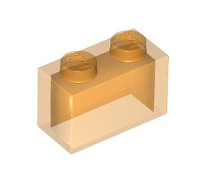 LEGO Transparent Orange Brick 1 x 2 without Bottom Tube (3065 / 35743)