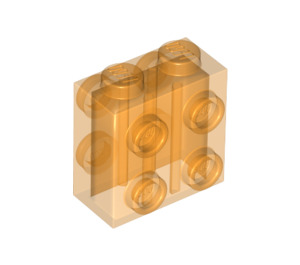 LEGO Orange transparent Brique 1 x 2 x 2 avec Goujons sur Côtés opposés (80796)