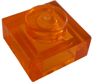 LEGO Transparant oranje Plaat 1 x 1 (3024 / 30008)