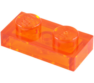 LEGO Transparentes Orange Platte 1 x 2 (3023 / 28653)