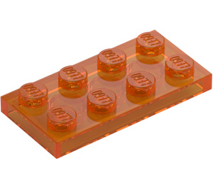LEGO Transparent Orange Plate 2 x 4 (3020)