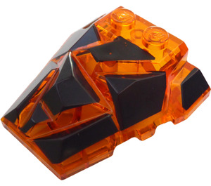 LEGO Transparant oranje Wig 4 x 4 met Jagged Angles met Lava Crust (24374 / 64867)