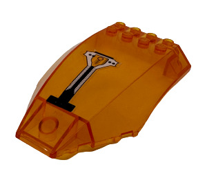 LEGO Orange transparent Pare-brise 10 x 6 x 2 avec Instrument Autocollant (45705)