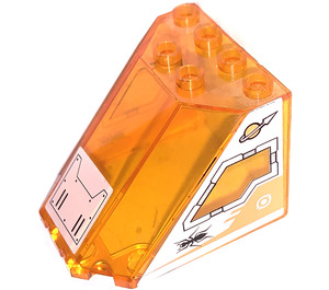 LEGO Transparentes Orange Windschutzscheibe 4 x 5 x 3 mit Weltraum Logo Aufkleber (30251 / 35169)