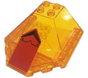 LEGO Transparant oranje Voorruit 6 x 6 x 2 met Screws, Line, Pijl Sticker (35331)