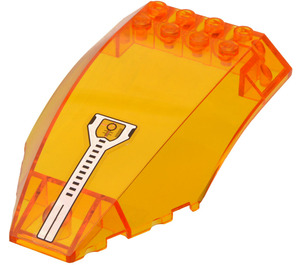 LEGO Transparant oranje Voorruit 6 x 8 x 2 Gebogen met Wit Targeting Sight Sticker (40995)
