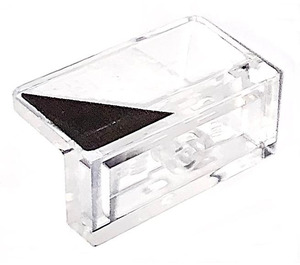 LEGO Transparent Paneel 1 x 2 x 1 mit Schwarz Dreieck Links Aufkleber mit abgerundeten Ecken (4865)