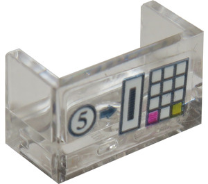 LEGO Transparent Panel 1 x 2 x 1 with Closed Corners with "5", Coin Slot and Buttons Sticker (23969)