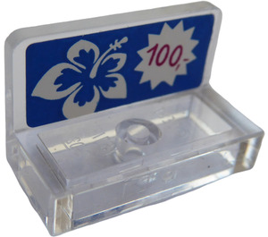 LEGO Transparent Panel 1 x 2 x 1 with Flower and 100 Sticker with Rounded Corners (4865)