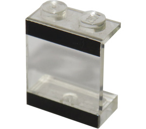 LEGO Transparent Paneel 1 x 2 x 2 mit Schwarz Streifen ohne seitliche Stützen, feste Noppen (4864)