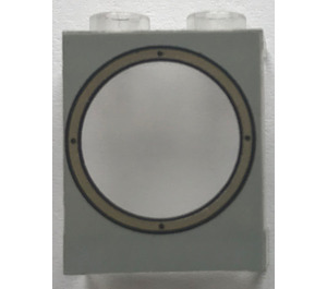 LEGO Transparent Panel 1 x 2 x 2 with Grey Circular Porthole without Side Supports, Hollow Studs (4864 / 43803)