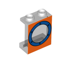 LEGO Transparent Panel 1 x 2 x 2 mit Bullauge mit Seitenstützen, Hohlbolzen (6268 / 56077)