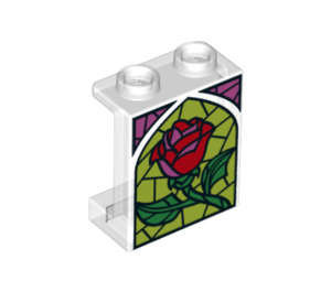 LEGO Transparent Panel 1 x 2 x 2 mit rot rose mit Seitenstützen, Hohlbolzen (6268 / 38621)