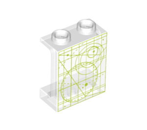 LEGO Transparent Panel 1 x 2 x 2 with Star chart schematics in Green with Side Supports, Hollow Studs (6268)