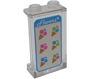 LEGO Transparent Panel 1 x 2 x 3 with 6 Ice Cream Cones Sticker with Side Supports - Hollow Studs (35340)