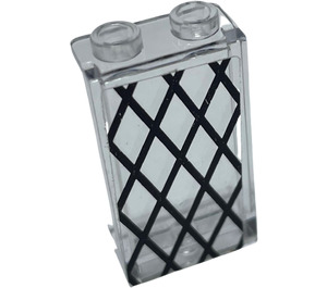 LEGO Transparent Panel 1 x 2 x 3 with Black Window Lattice Sticker with Side Supports - Hollow Studs (35340)