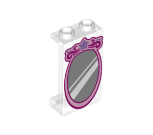 LEGO Transparant Paneel 1 x 2 x 3 met Oval Star Mirror met zijsteunen - holle noppen (24815 / 74968)