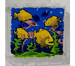 LEGO Transparent Panel 1 x 4 x 3 (Undetermined) with Fish in Aquarium Sticker (Undetermined Top Studs) (4215)