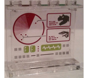 LEGO Transparent Panneau 1 x 4 x 3 avec Dinosaure Computer Screen Autocollant sans supports latéraux, tenons creux (4215)