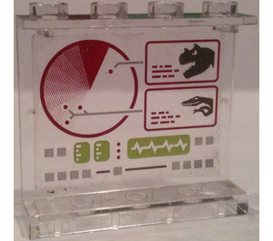 LEGO Transparent Panel 1 x 4 x 3 with Dinosaur Computer Screen Sticker without Side Supports, Hollow Studs (4215)