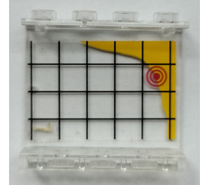 LEGO Transparent Panel 1 x 4 x 3 with Grid Pattern Sticker without Side Supports, Hollow Studs (4215)