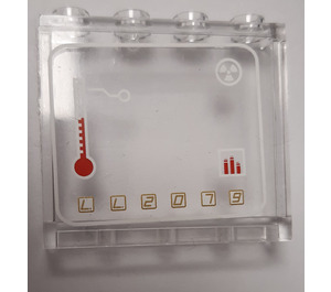 LEGO Transparent Panneau 1 x 4 x 3 avec "LL279", Thermometer et Radioactive Symbols Autocollant avec supports latéraux, tenons creux (35323)