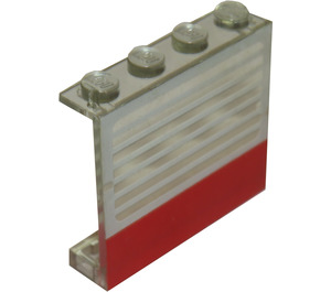 LEGO Transparent Panneau 1 x 4 x 3 avec rouge Stripe et Whites Rayures sans supports latéraux, tenons pleins (4215)