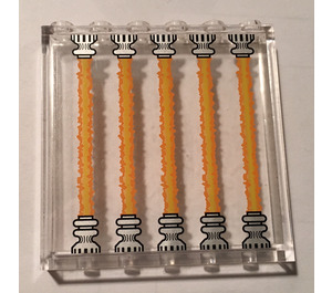 LEGO Transparent Panel 1 x 6 x 5 with 5 Orange Lasers Sticker (59349)