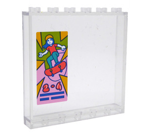 LEGO Transparent Panel 1 x 6 x 5 with Girl on a Skateboard Sticker (59349)