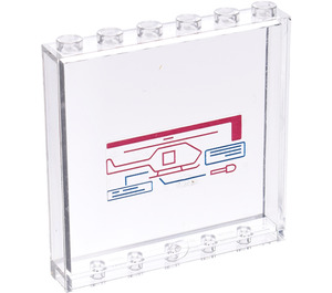 LEGO Transparent Panel 1 x 6 x 5 with Helicopter & Display Screen Sticker (59349)