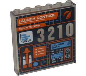 LEGO Прозрачен Панел 1 x 6 x 5 с 'LAUNCH CONTROL', '3210', Ракета Стикер (59349)