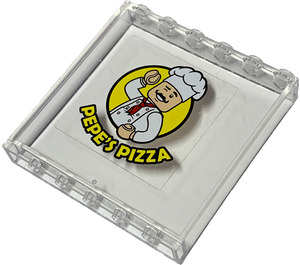 LEGO Transparent Panel 1 x 6 x 5 with Pepe's Pizza Sticker (59349)
